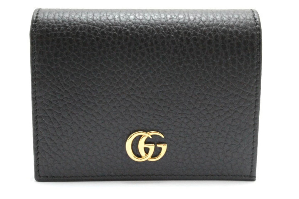 Gucci Marmont Compact Wallet Bi fold Black Leather